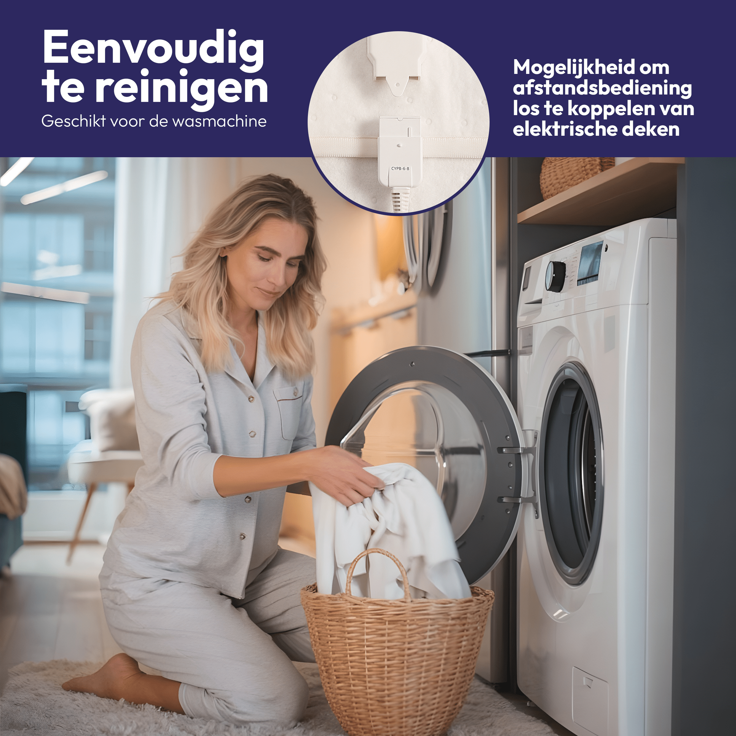 Machinewasbare elektrische onderdeken met voorverwarmingsfunctie