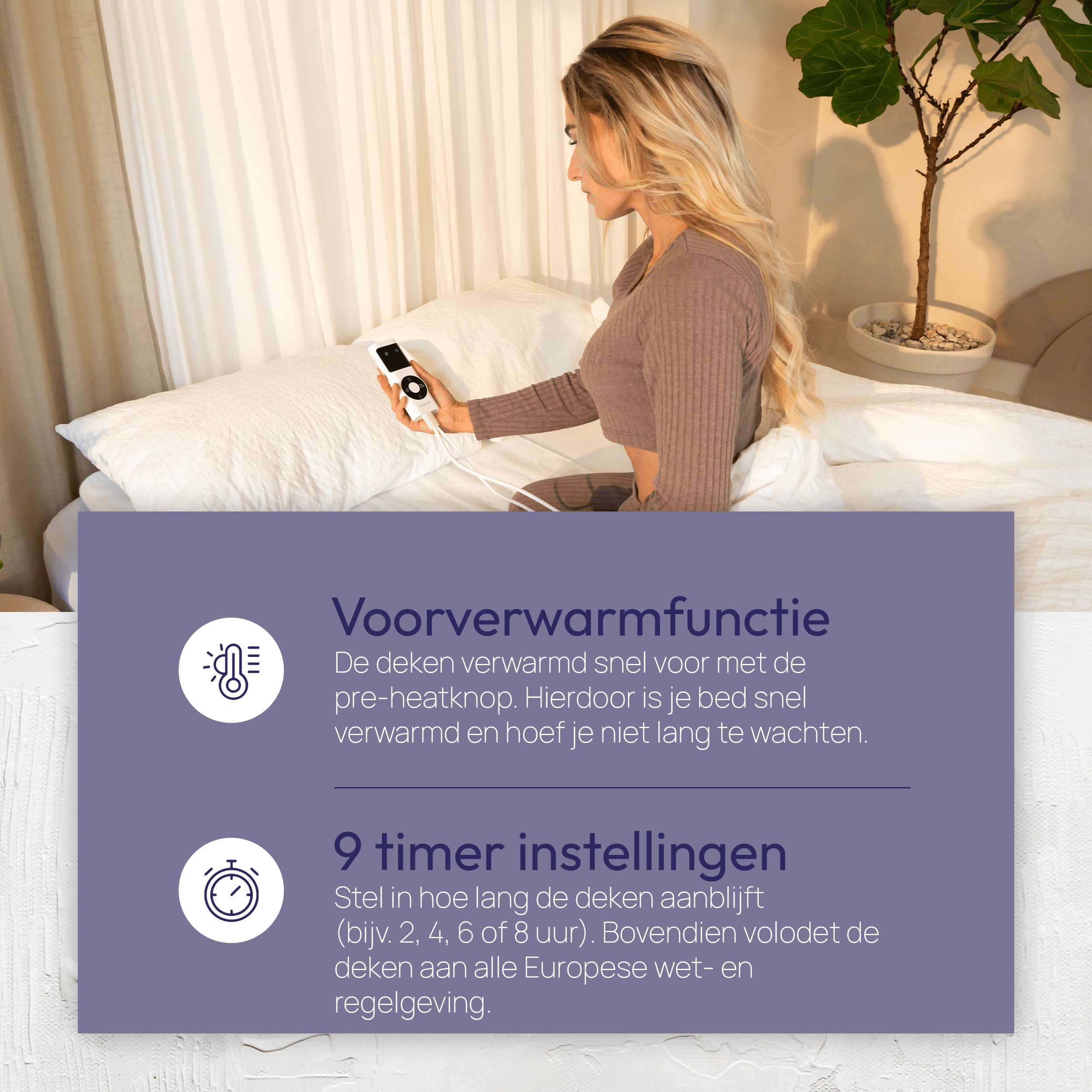 Comfeur elektrische onderdeken met voorverwarmfunctie