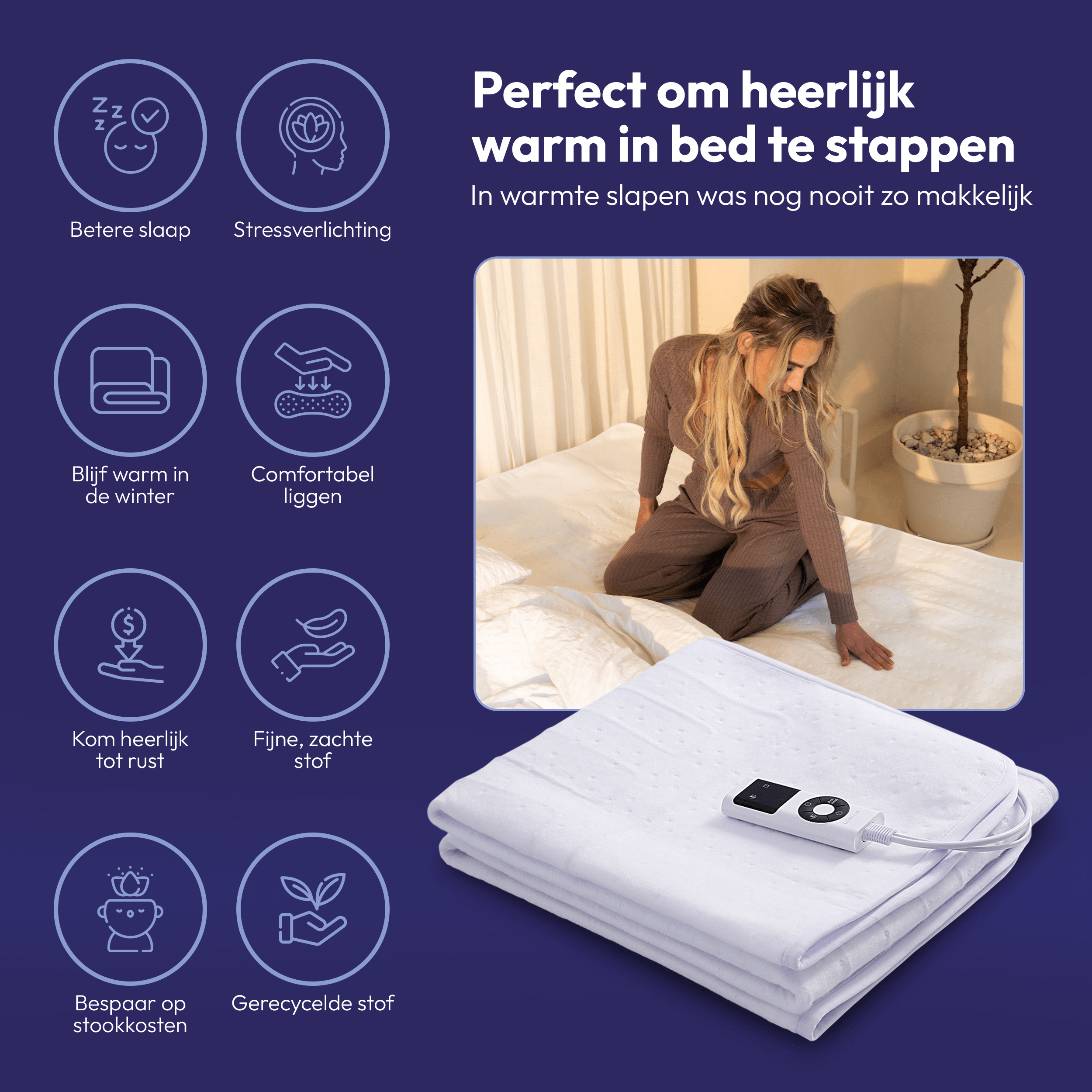 Comfeur elektrische onderdeken met preheat functie - Extra lang - 190x80 cm