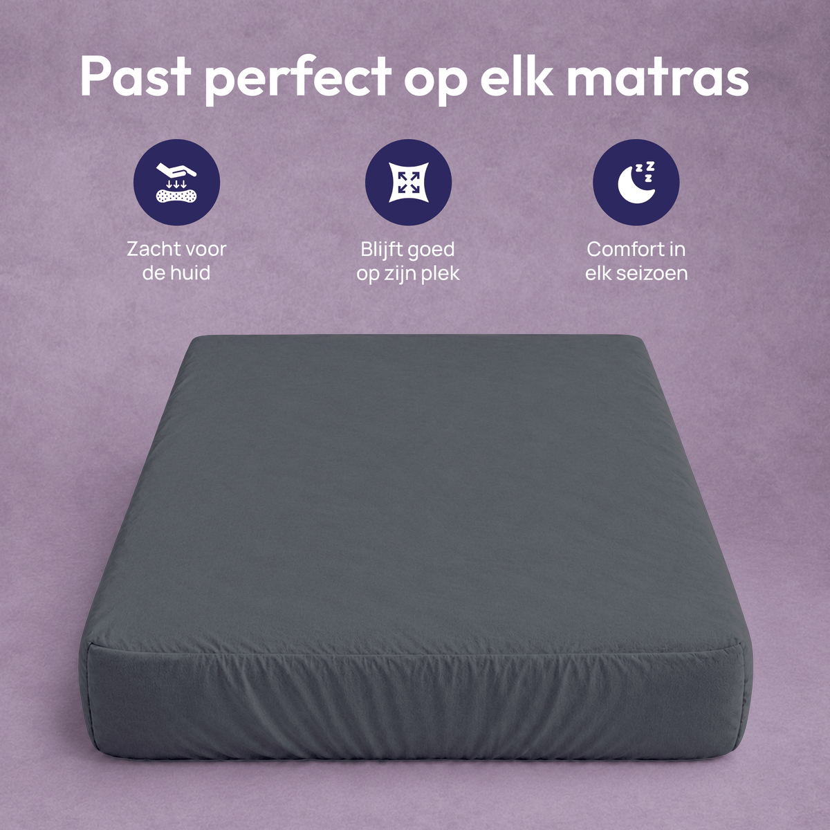 Comfeur hoeslaken 100% katoen antraciet - Past perfect op elk matras en blijft goed op zijn plek