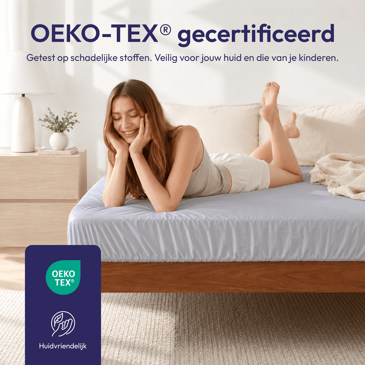 Comfeur hoeslaken 100% katoen lichtgrijs - OEKO-TEX gecertificeerd en huidvriendelijk