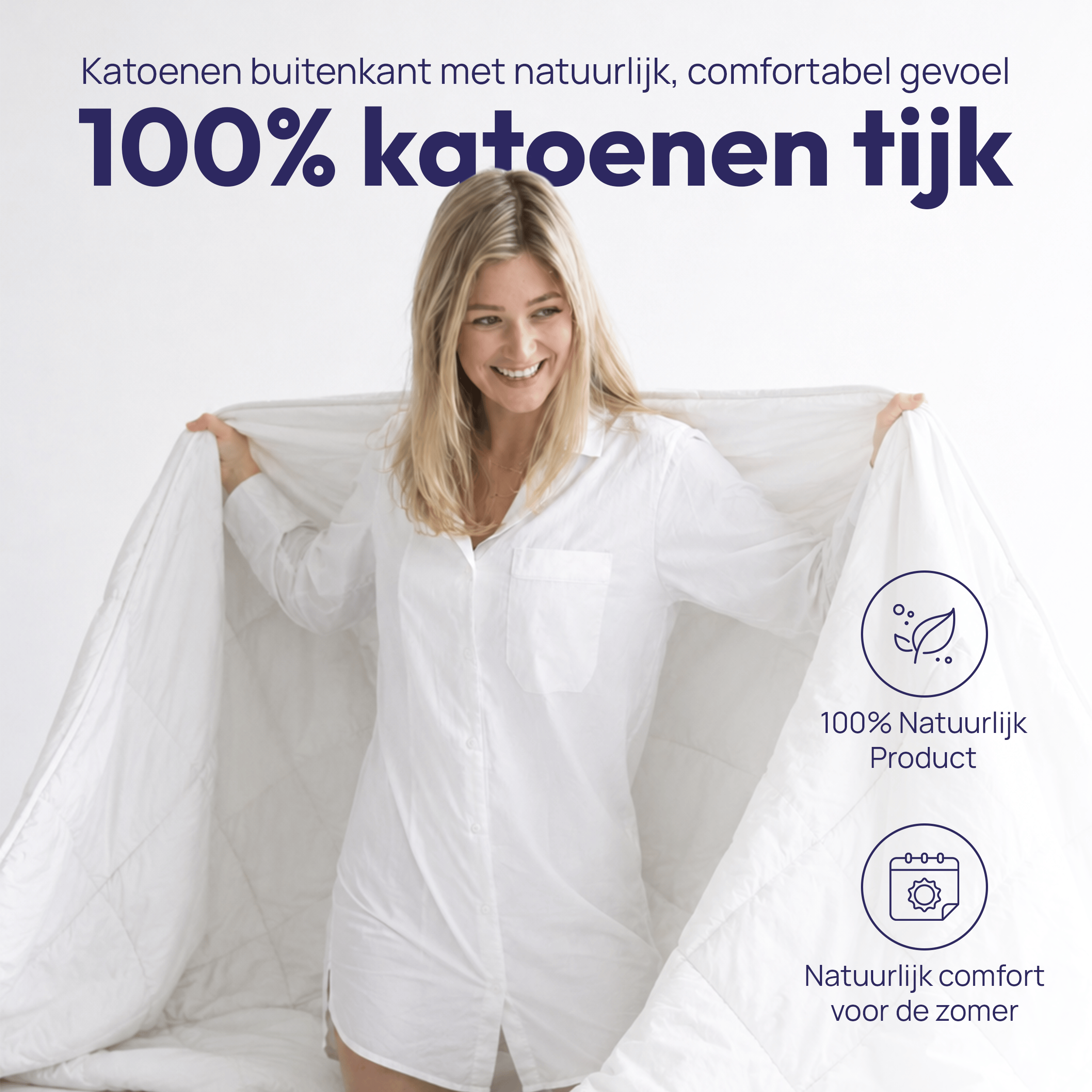 Comfeur wollen zomerdekbed – Europees wol – Katoenen tijk