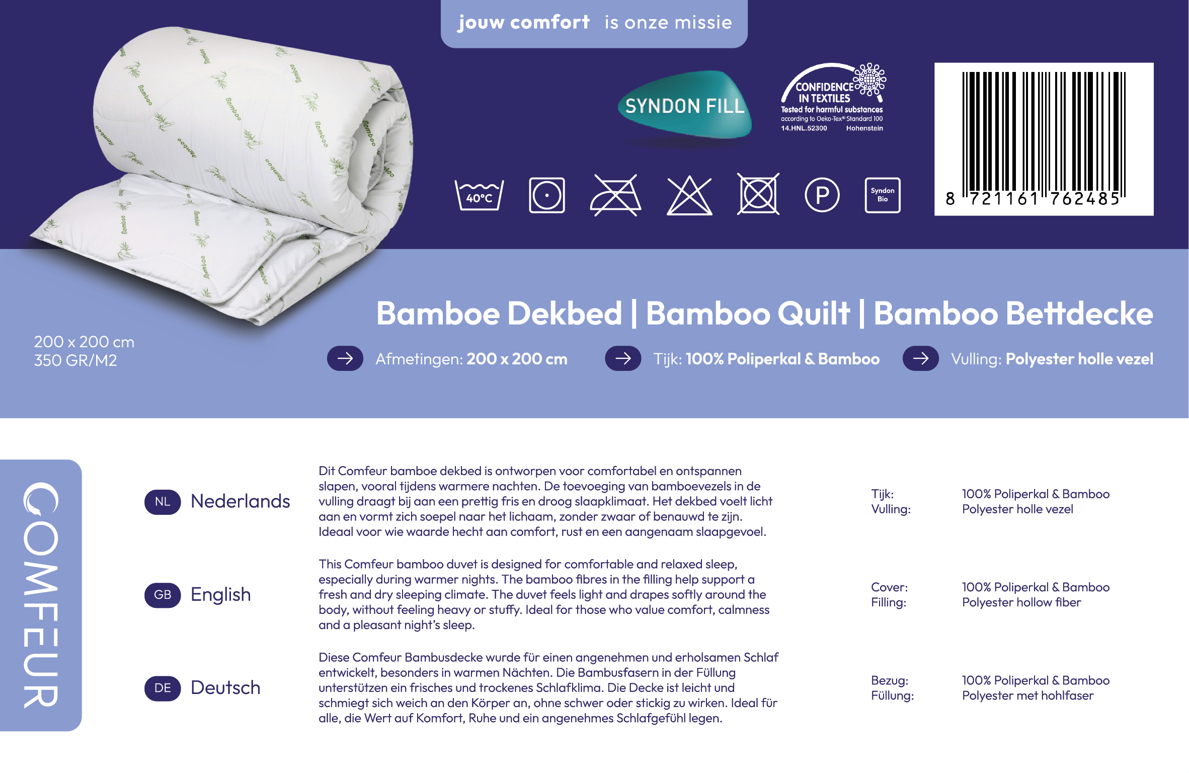 Comfeur Bamboe Dekbed – Ademend All-Season Dekbed