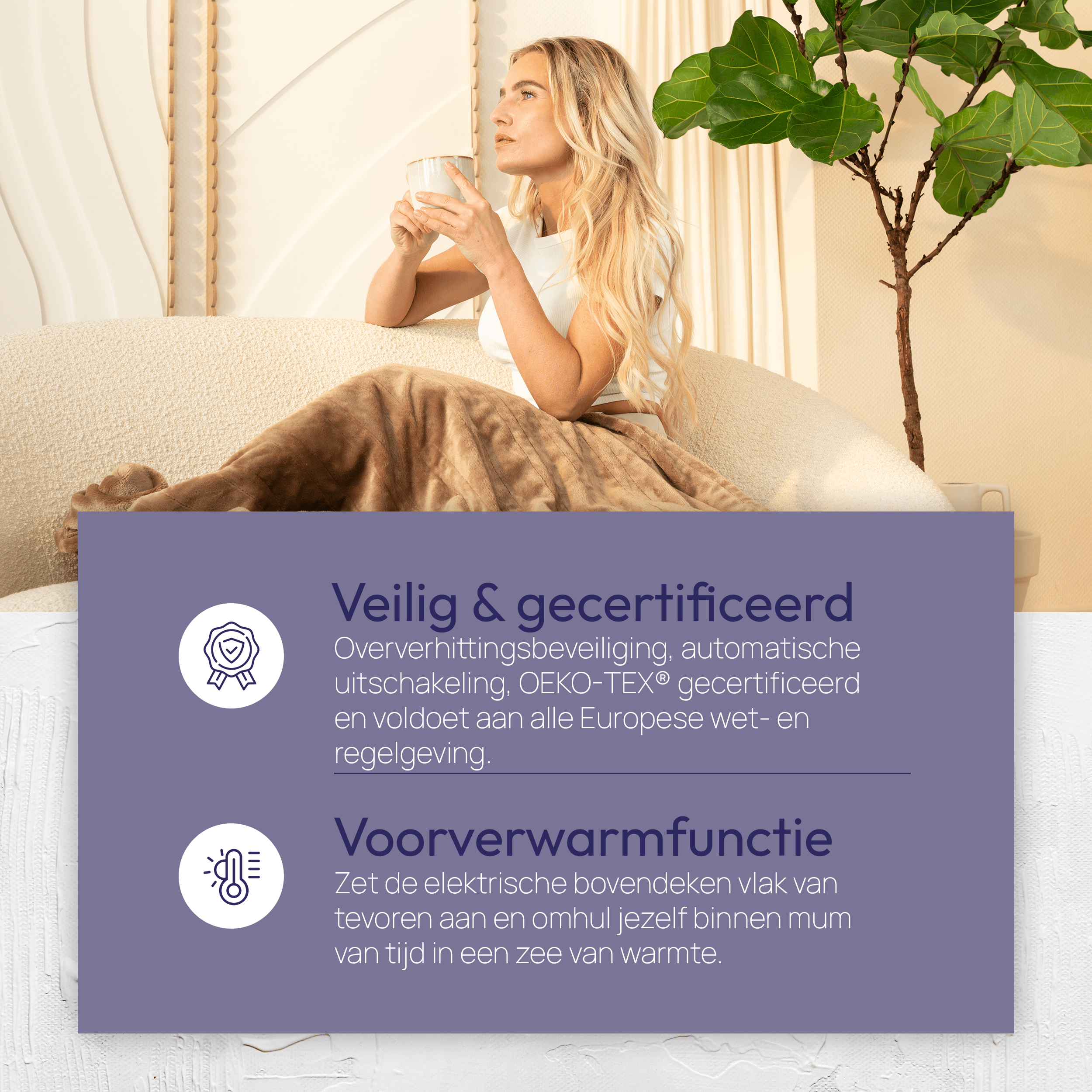 Elektrische bovendeken 180x120 cm - Preheat optie - 9 Warmtestanden