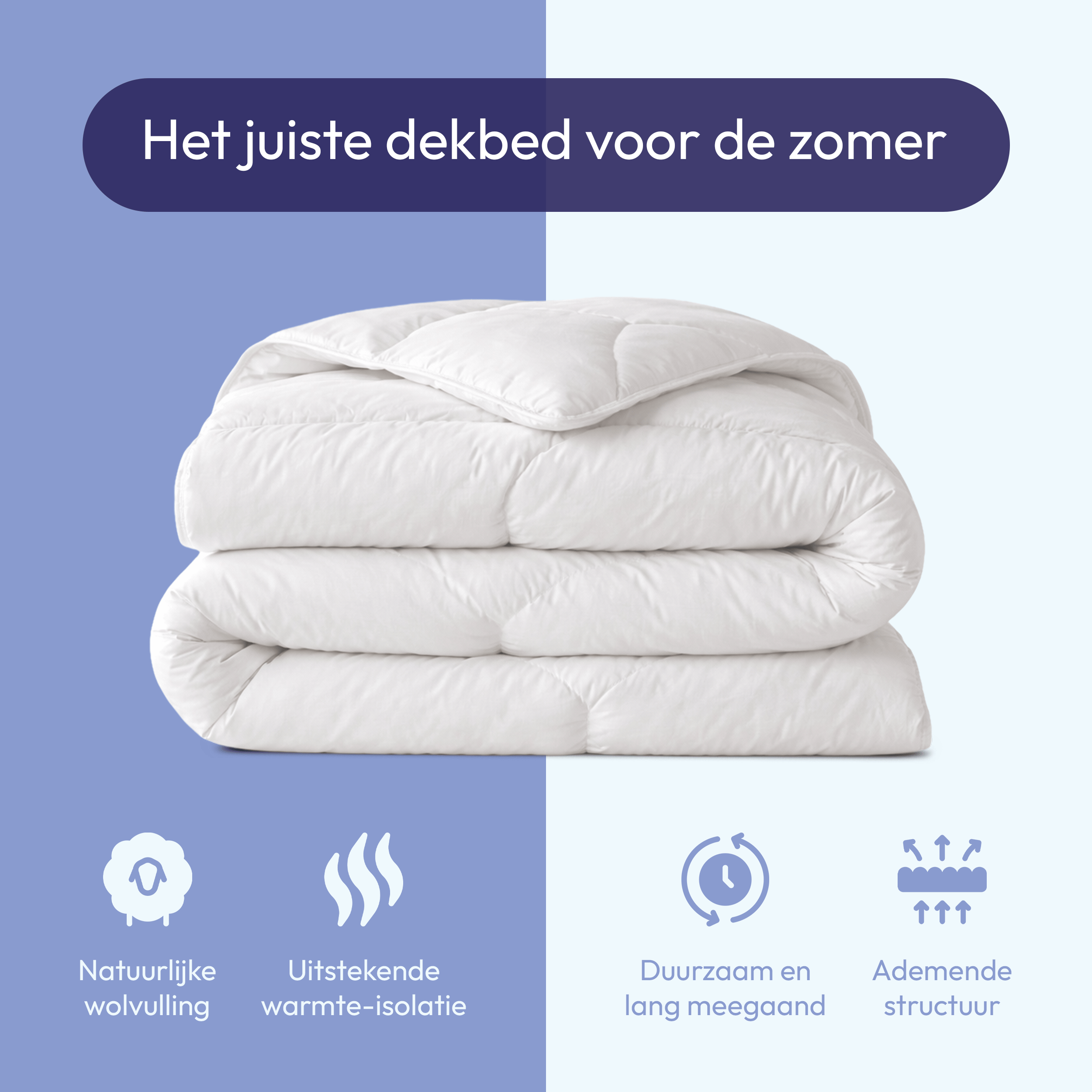 Comfeur Sommerbettdecke aus Wolle mit Baumwollbezug – Europäische Wolle – Leicht und frisch